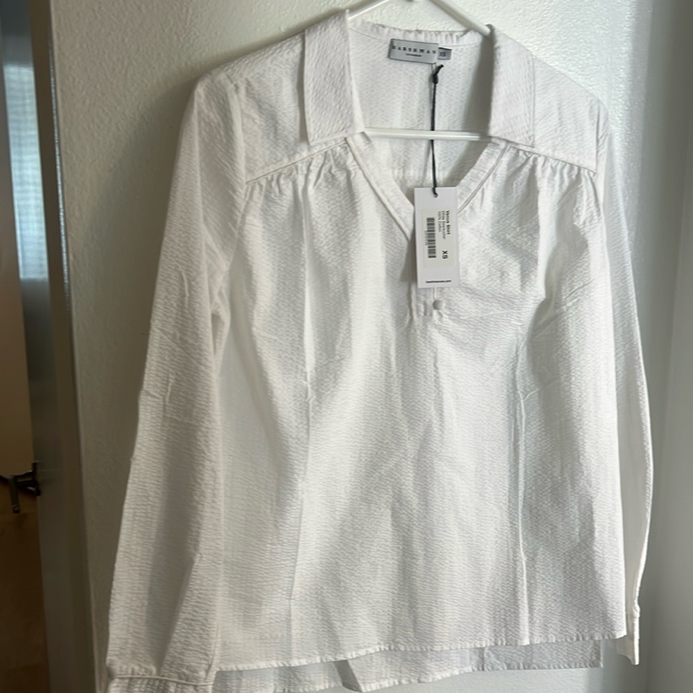 Harshman white seersucker shirt